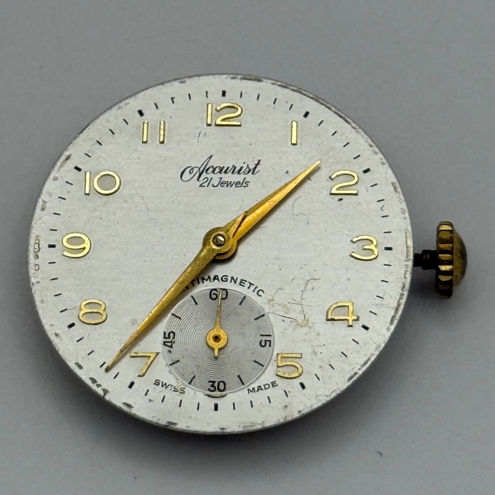 Accurist AS 984 Watch Movement Manual Wind Vintage Swiss Parts Repair 23.6mm