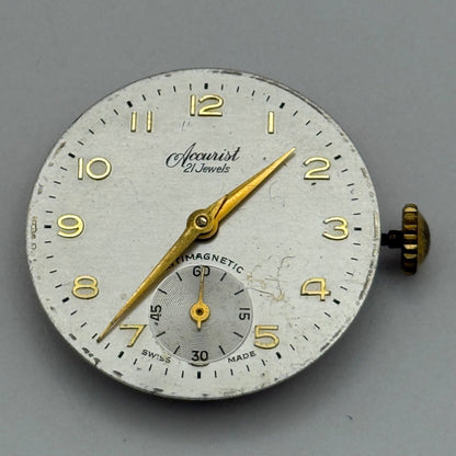 Accurist AS 984 Watch Movement Manual Wind Vintage Swiss Parts Repair 23.6mm