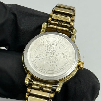 23mm Working Vintage Ladies Timex Indiglo Gold Plated Quartz Watch New Battery