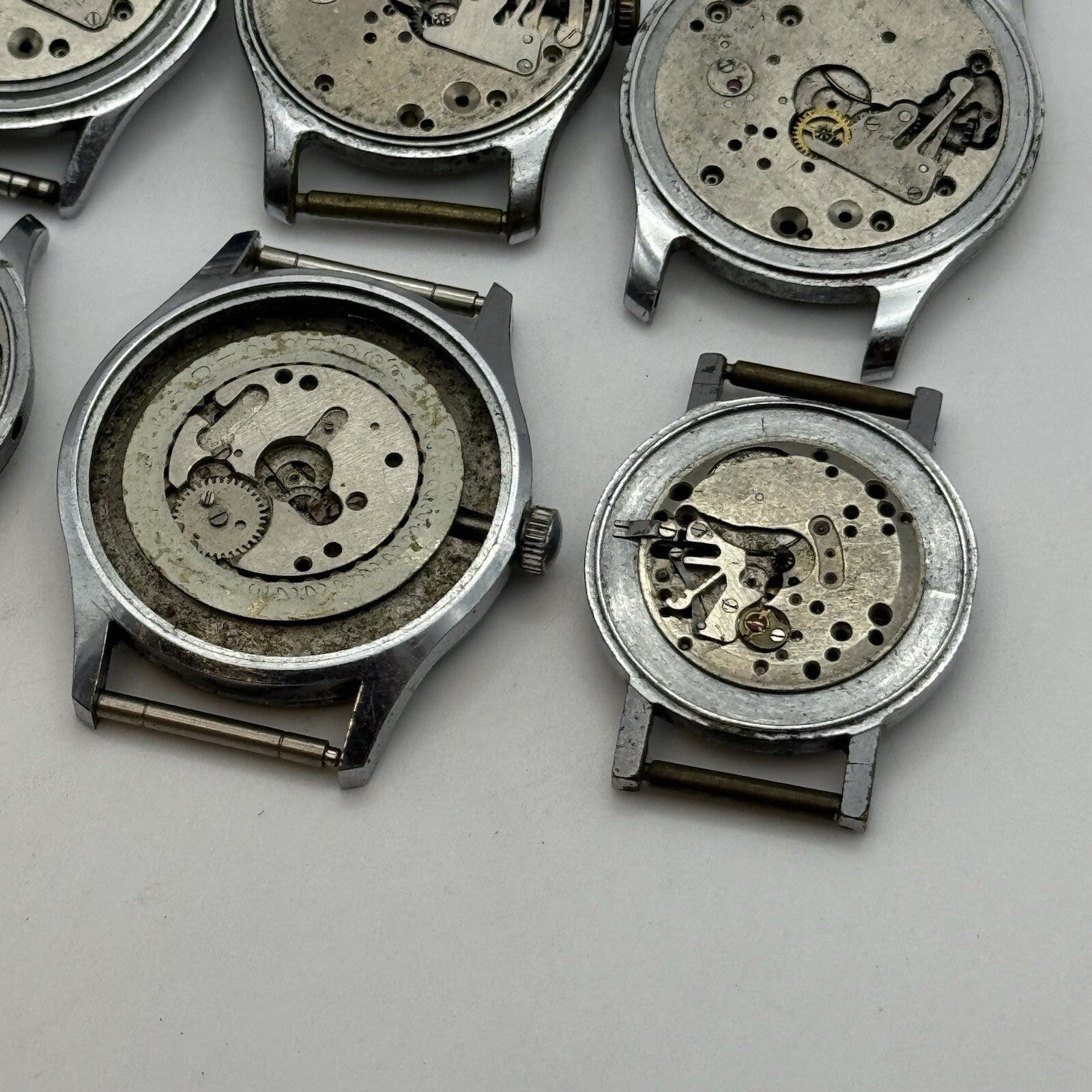 8 x Vintage Soviet Manual Wind Watch Heads For Parts Repair Job Lot Bundle