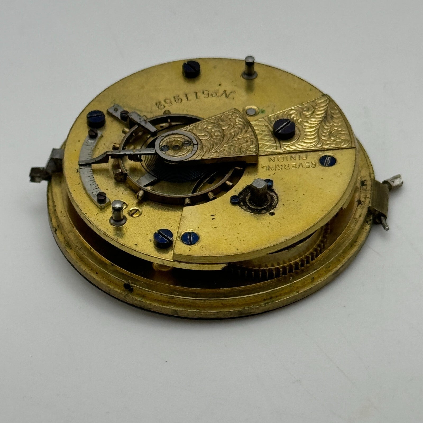 42.9mm Antique Reversing Pinion English Pocket Watch Movement PARTS SPARES