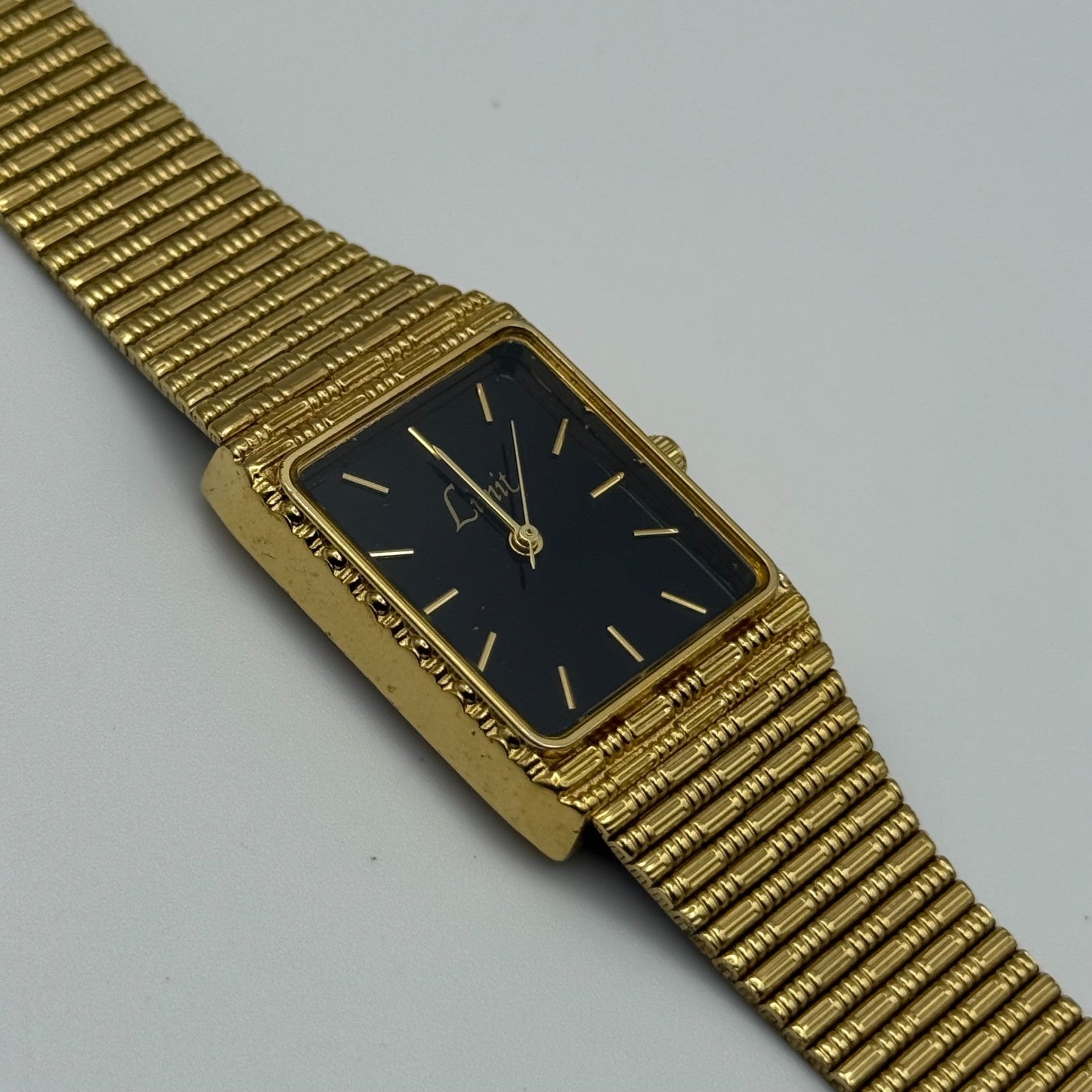 Limit Ladies Quartz Watch Black Dial Gold Tone Bracelet 24mm PARTS REPAIR