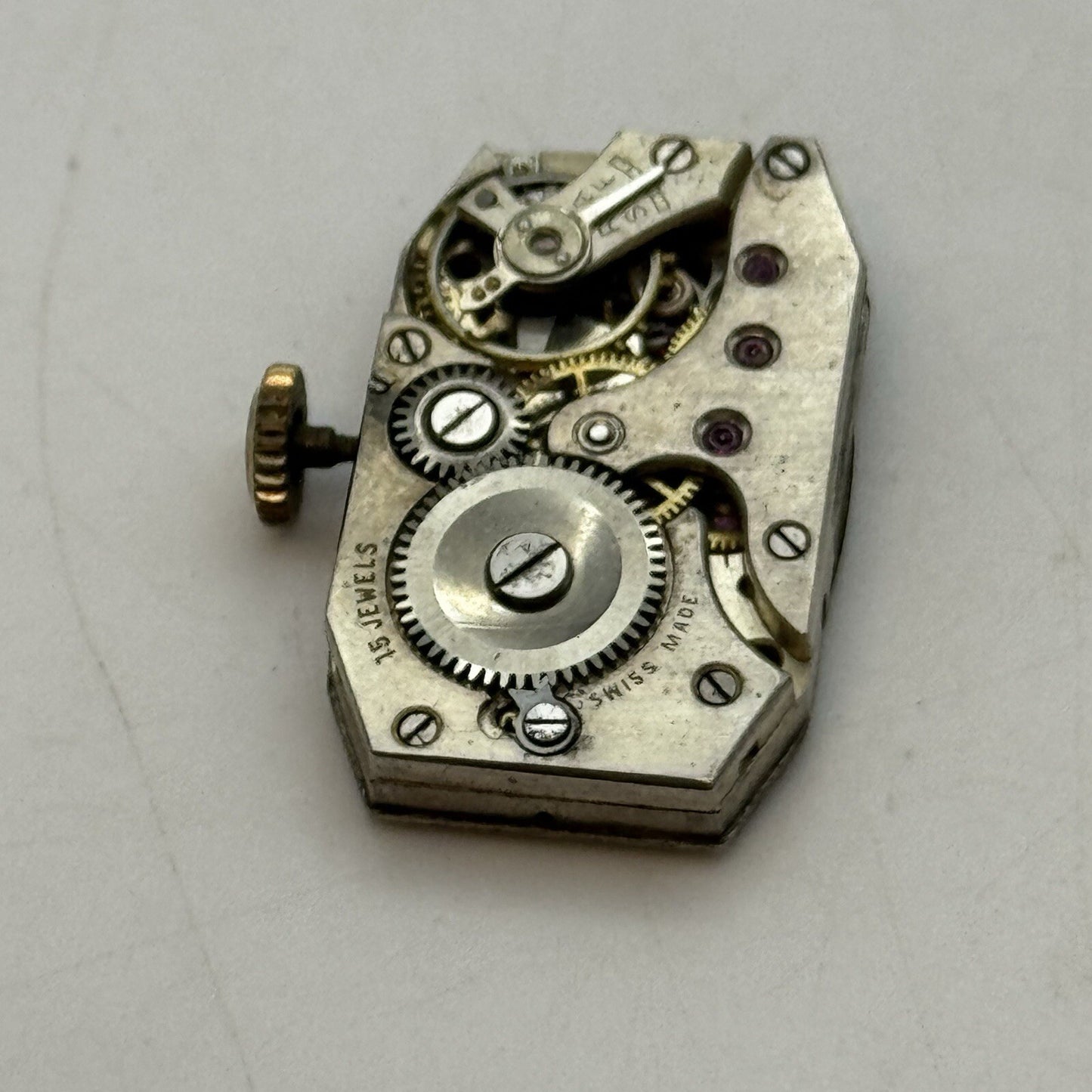 15.2mm Running Art Deco Cal 411 Tank Watch Movement Dial Hands Restoration
