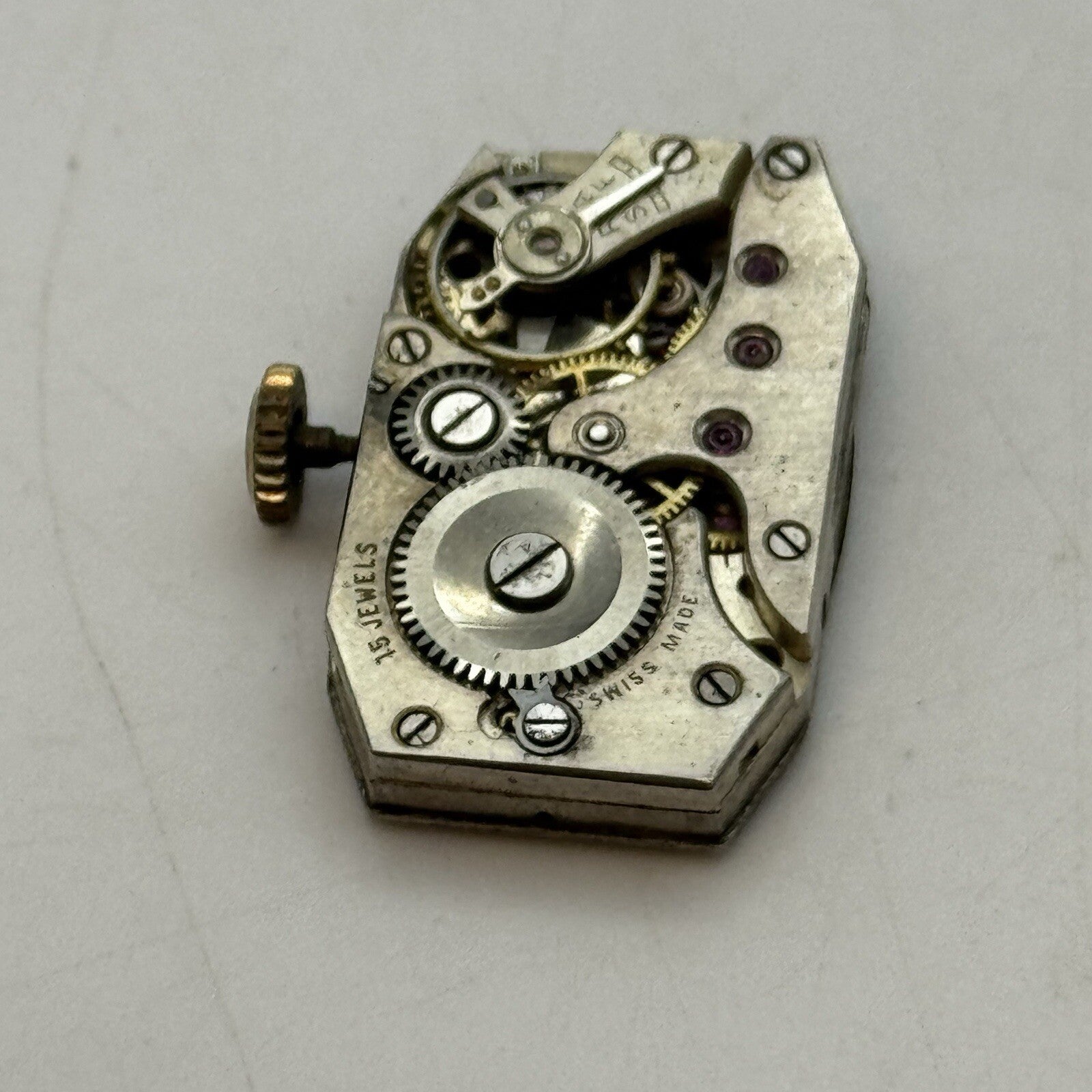 15.2mm Running Art Deco Cal 411 Tank Watch Movement Dial Hands Restoration