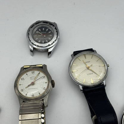 Bundle Of 6 Vintage Men’s Watches Mechanical Wind Up Job Lot Parts Repair Spares