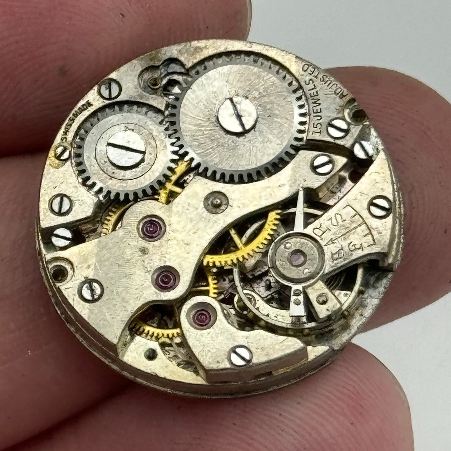 23.6mm FHF 1 Manual Wind 15 Jewels Watch Movement Swiss Vintage PARTS REPAIR