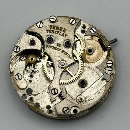 Rolex Genex Veriflat 15 Rubies Watch Movement Vintage Incomplete Parts 23.6mm