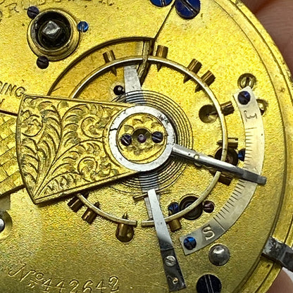 44.6mm Antique Kay Worcester Reversing Pinion Pocket Watch Movement PARTS