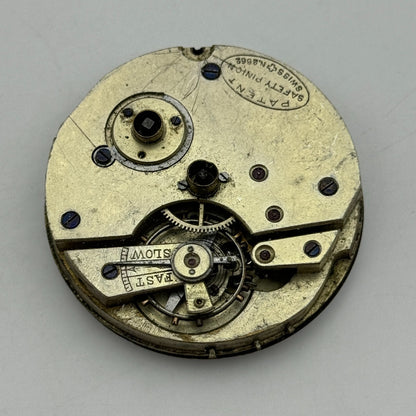 45.1mm Antique Henry E Peck Patent 2622 Safety Pinion Pocket Watch Movement