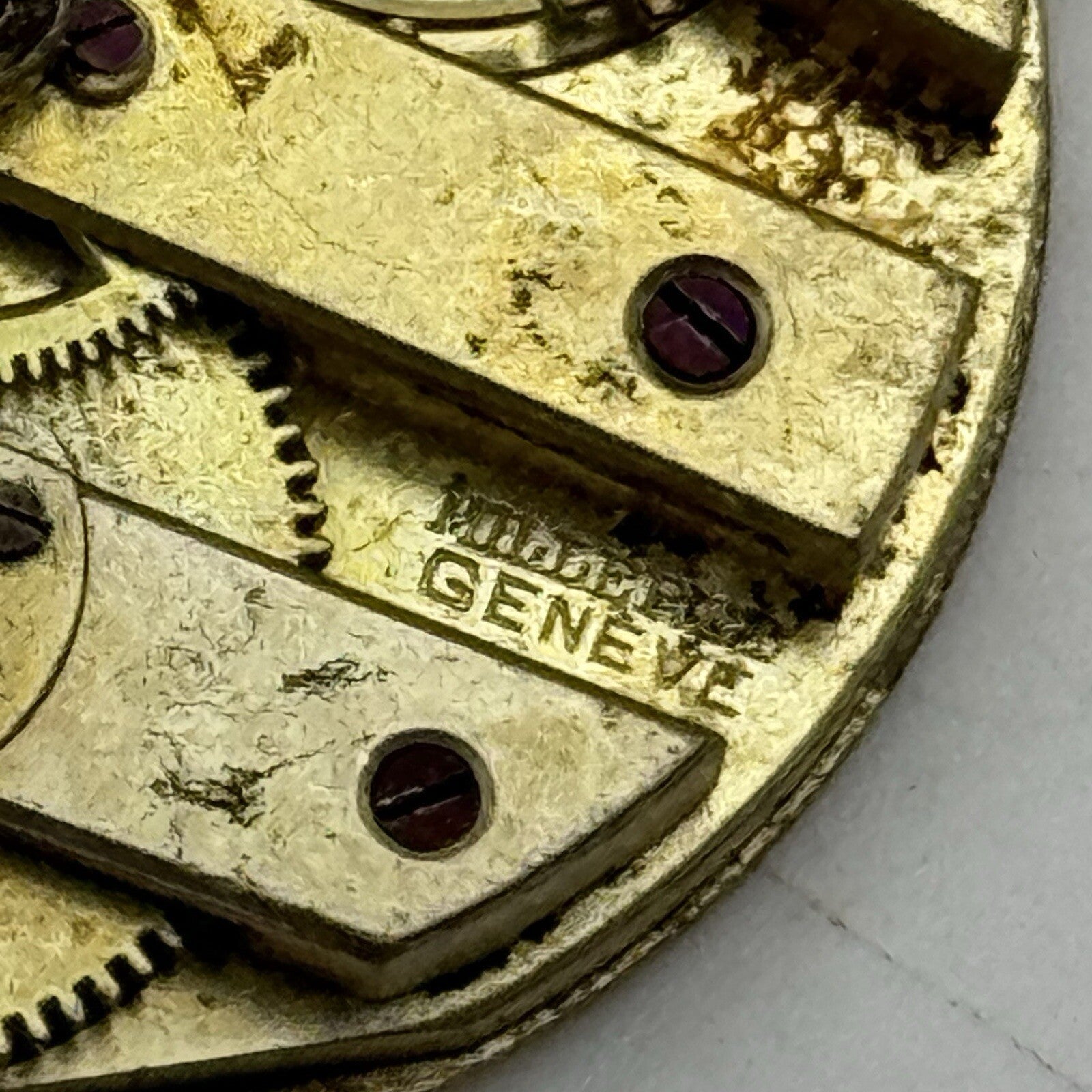 33.7mm Milleret Geneve Cylinder Watch Movement No Dial Hands FOR PARTS