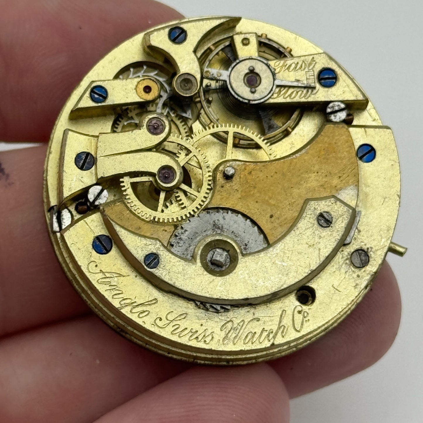 38.6mm Antique Open Face Longines ? Anglo Swiss Pocket Watch Movement PARTS