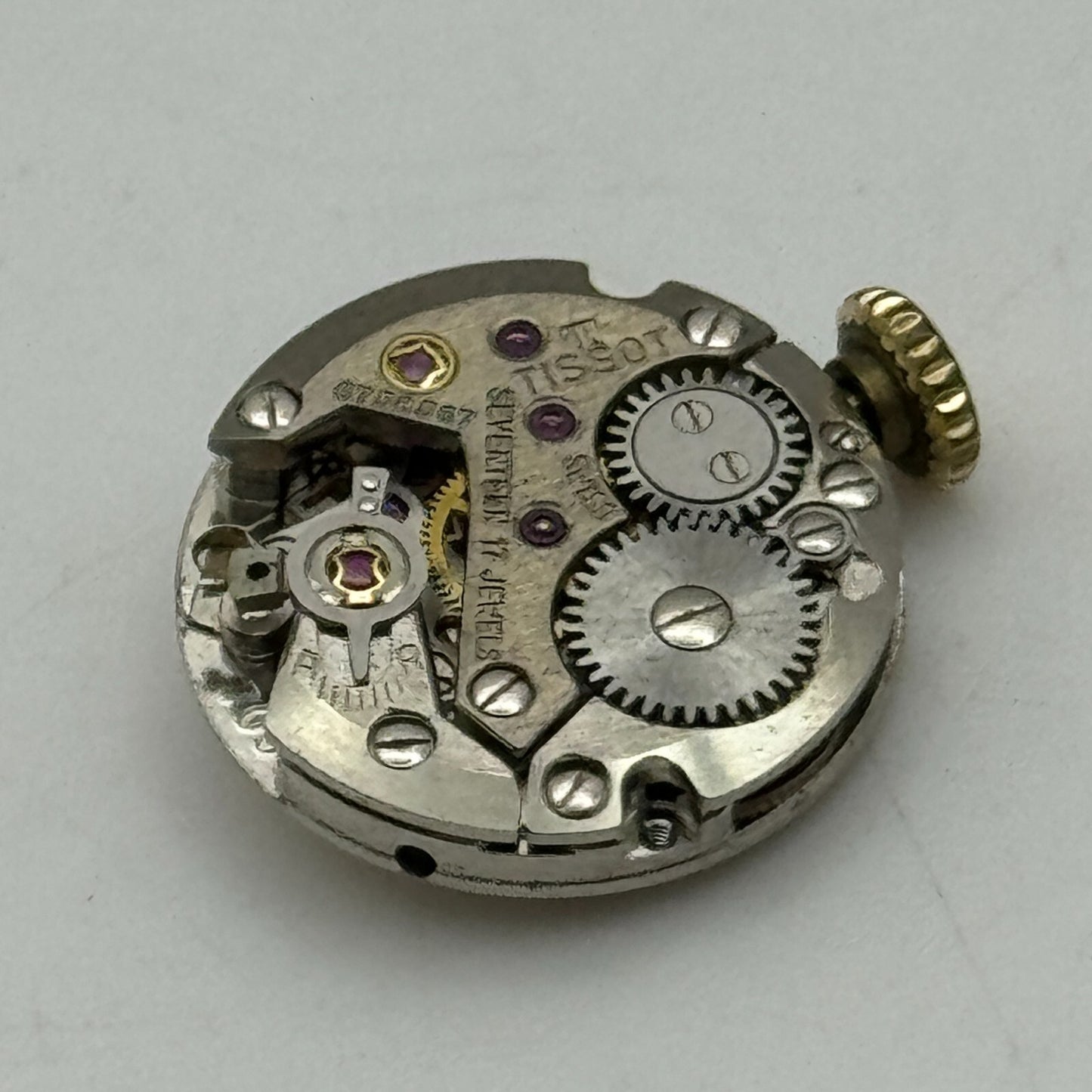 15.5mm Tissot 709 Swiss 17 Jewels Manual Wind Watch Movement Crown Vintage PARTS