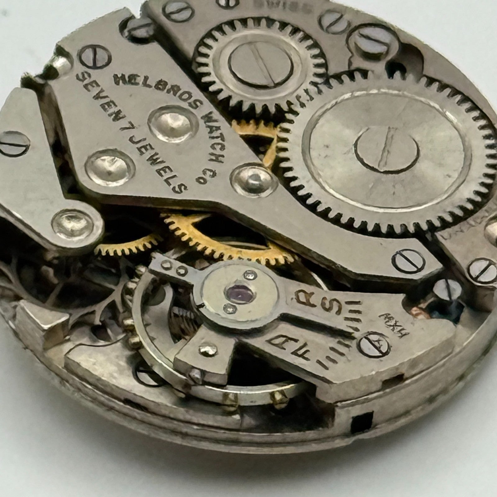 Helbros MXH 7 Jewels Watch Movement Manual Wind Vintage Parts Repair 19.5mm