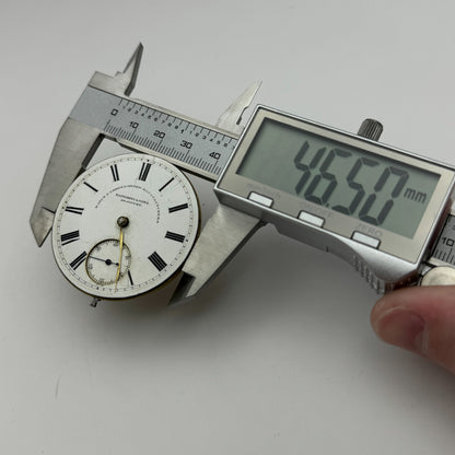 46.5mm Fattoroni & Sons Bradford Chronometer Makers Pocket Watch Movement PARTS