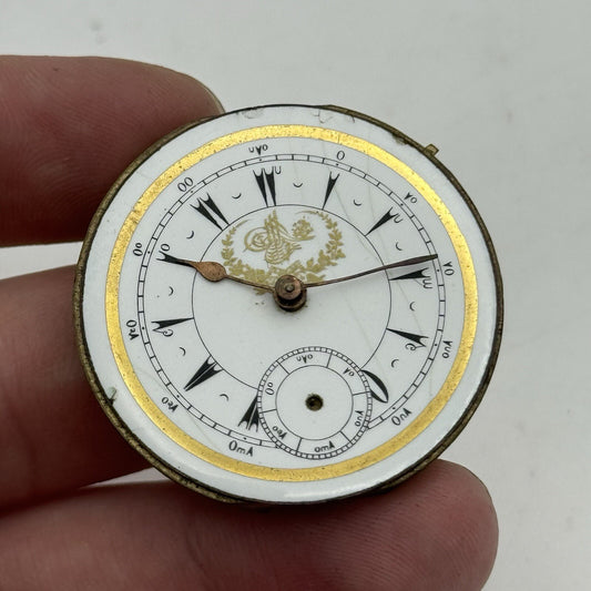 38.3mm Antique Ottoman J Dent London Key Wound Pocket Watch Movement To Restore