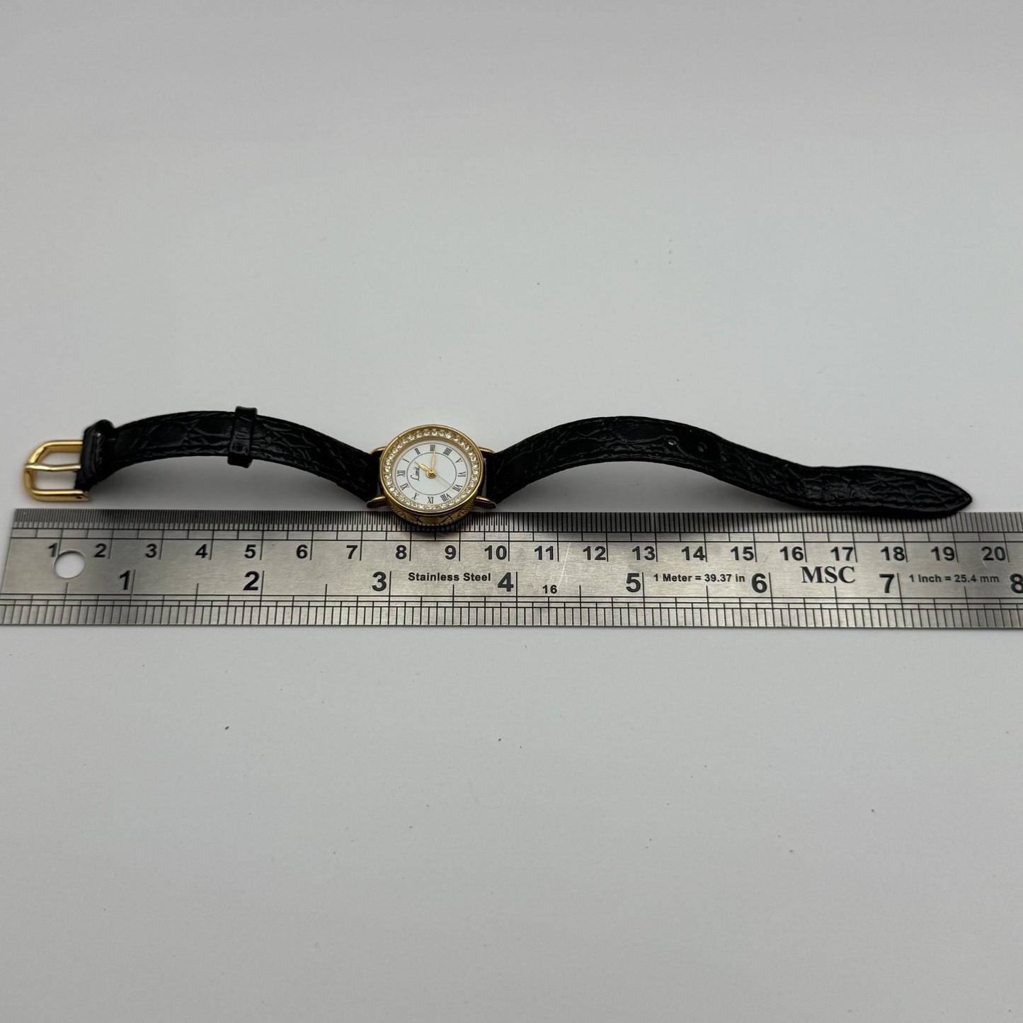 Limit Ladies Quartz Watch White Dial Crystal Accents Leather Strap Working 22mm