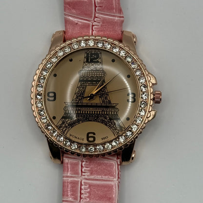 Womage Ladies Quartz Watch Eiffel Tower Design Crystal Accent Working 37mm