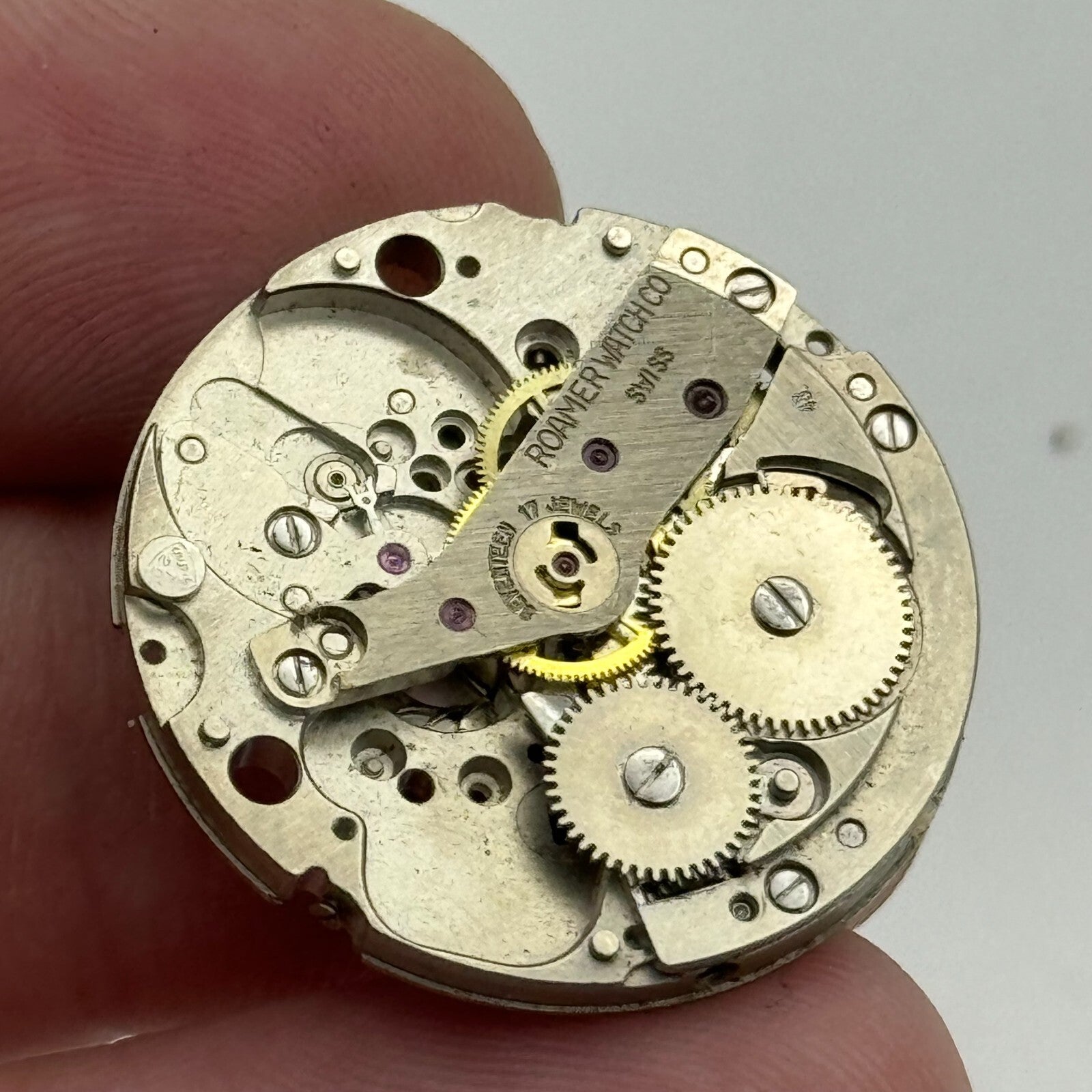 26mm Men's Roamer Cal 43 Partial Manual Wind Watch Movement Swiss Made PARTS