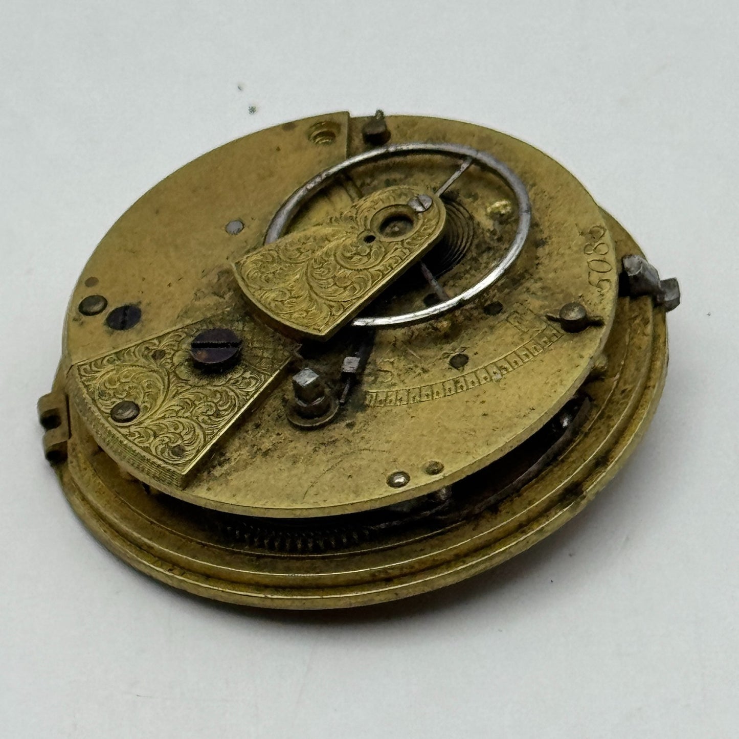 Fusee Pocket Watch Movement Antique English Key Wound Parts Repair Spares 35.7mm