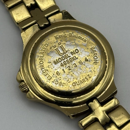 28mm Working Ladies Krug Baumen Baron 4959KL Gold Plated Quartz Watch 5.7 Inches