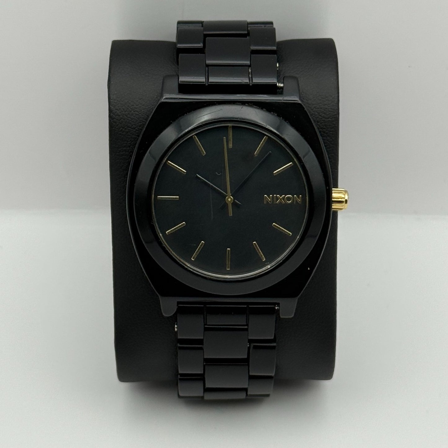 Nixon The Time Teller Acetate Men's Quartz Watch Black Japan Working 39mm