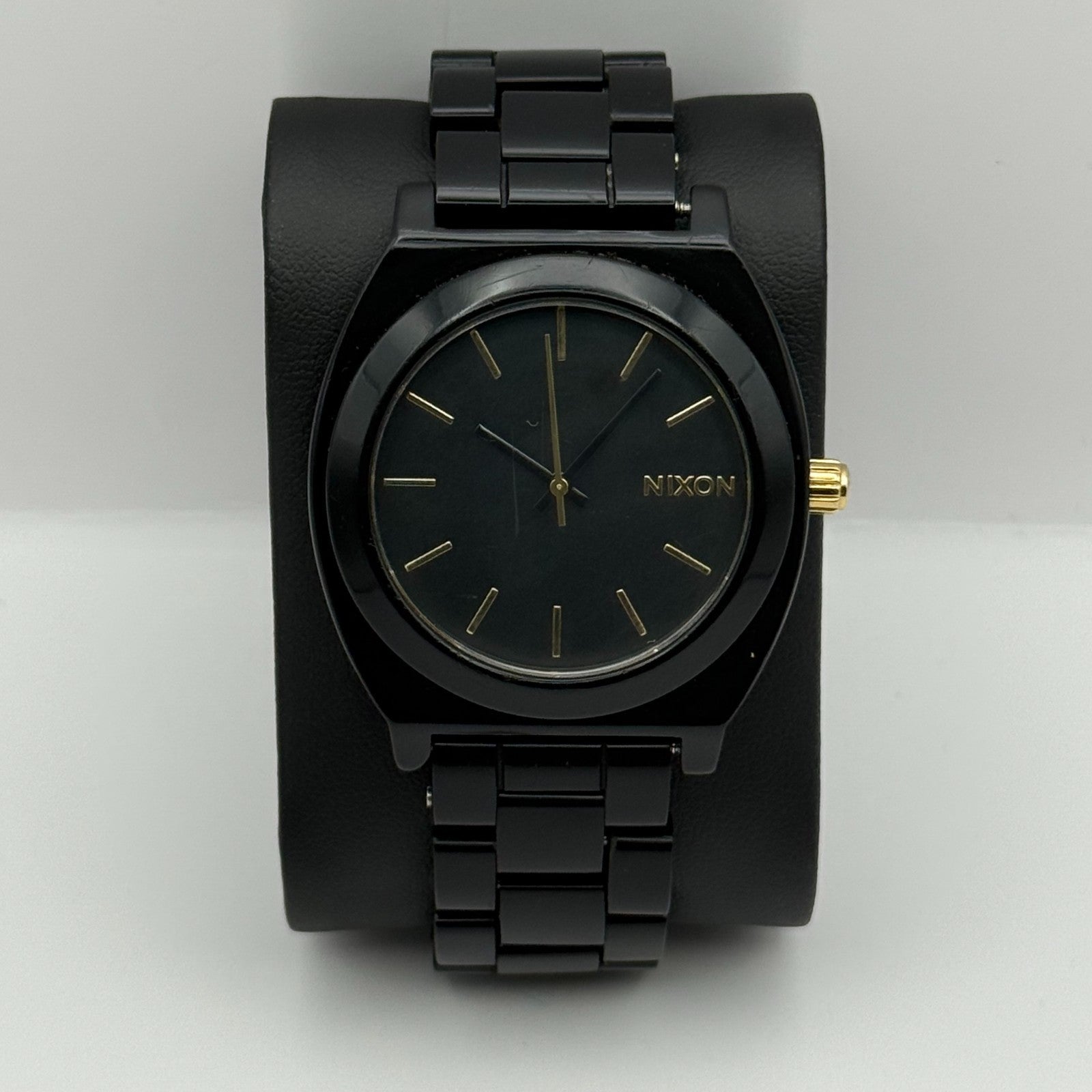 Nixon The Time Teller Acetate Men's Quartz Watch Black Japan Working 39mm