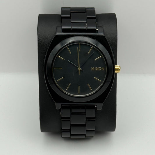Nixon The Time Teller Acetate Men's Quartz Watch Black Japan Working 39mm