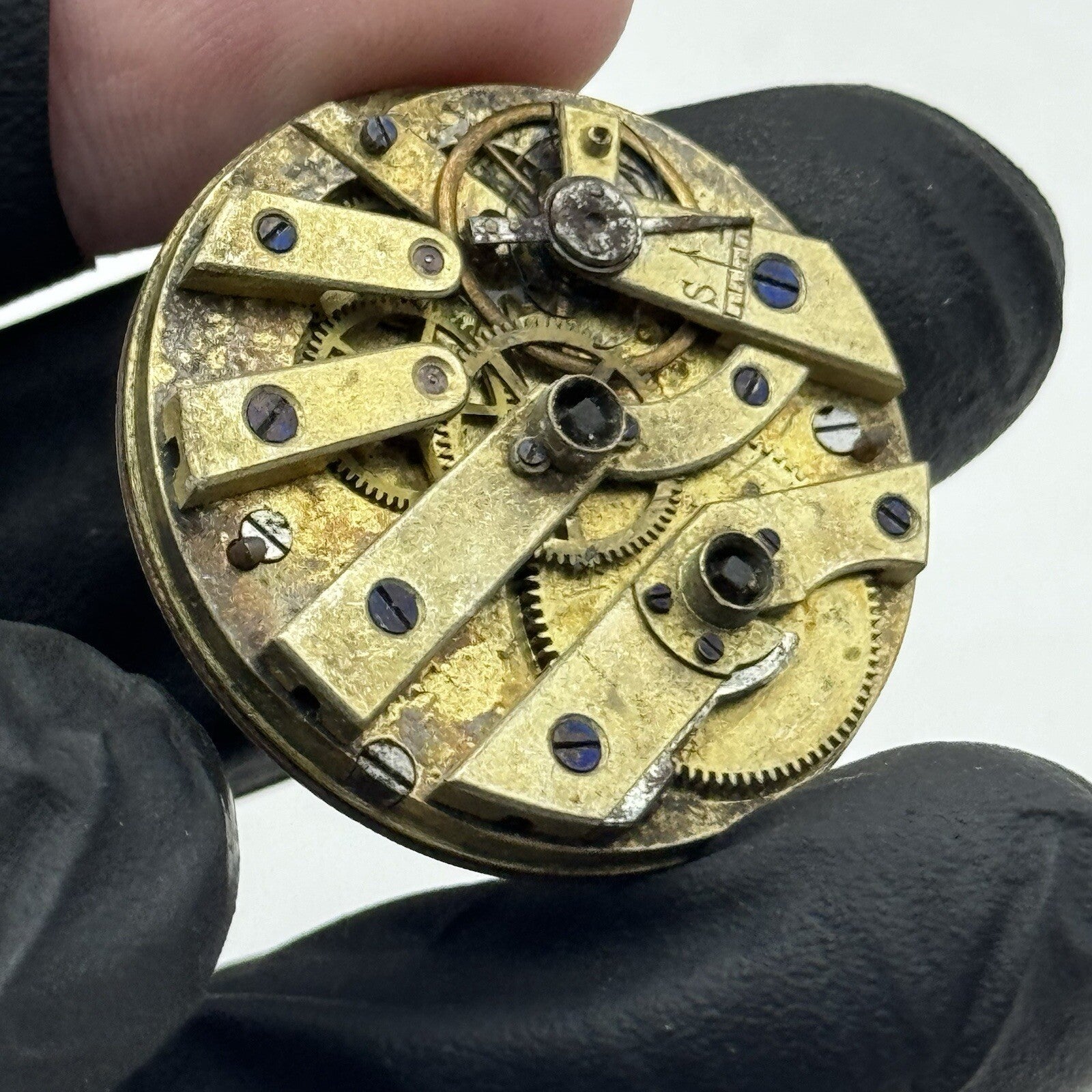 31.6mm Quality White Porcelain Dial Cylinder Watch Movement FOR PARTS