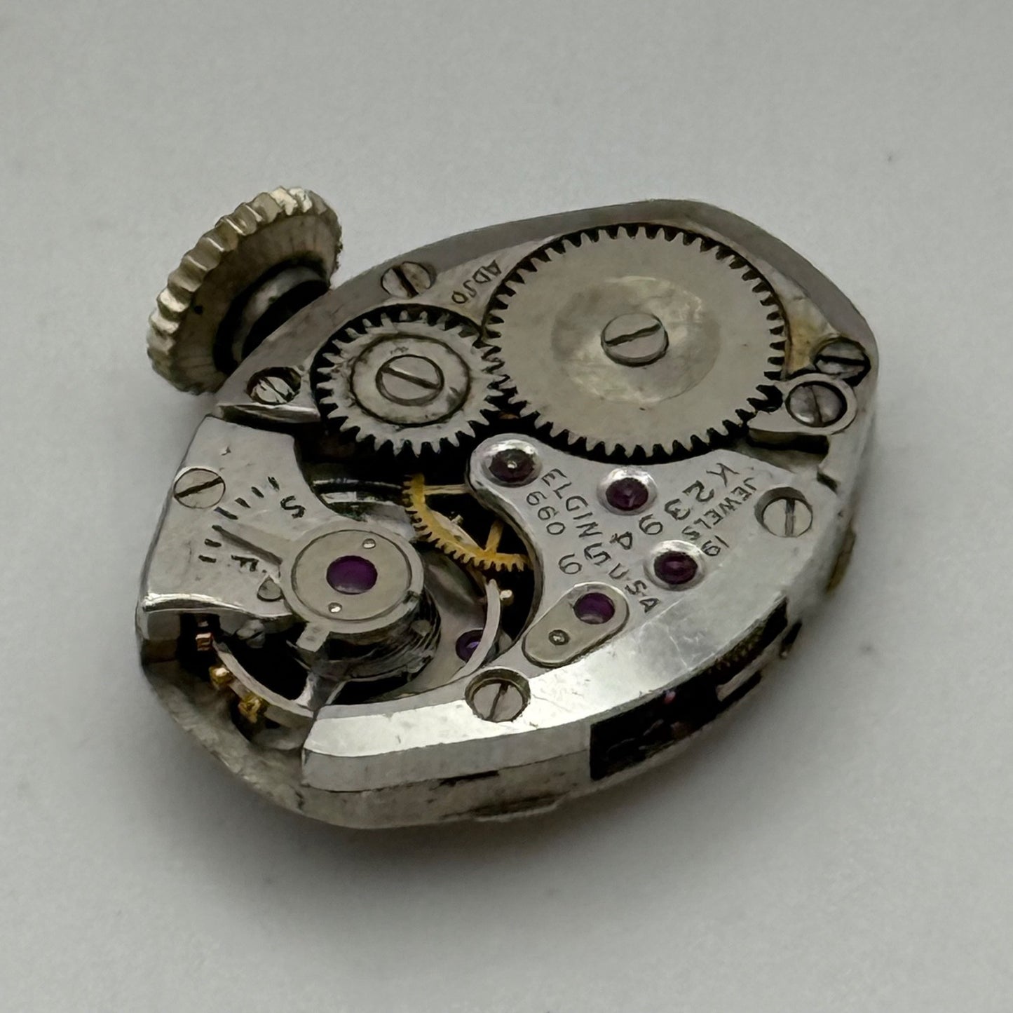 Elgin 660 Watch Movement 17 Jewels USA Vintage American Parts Repair 14.3mm