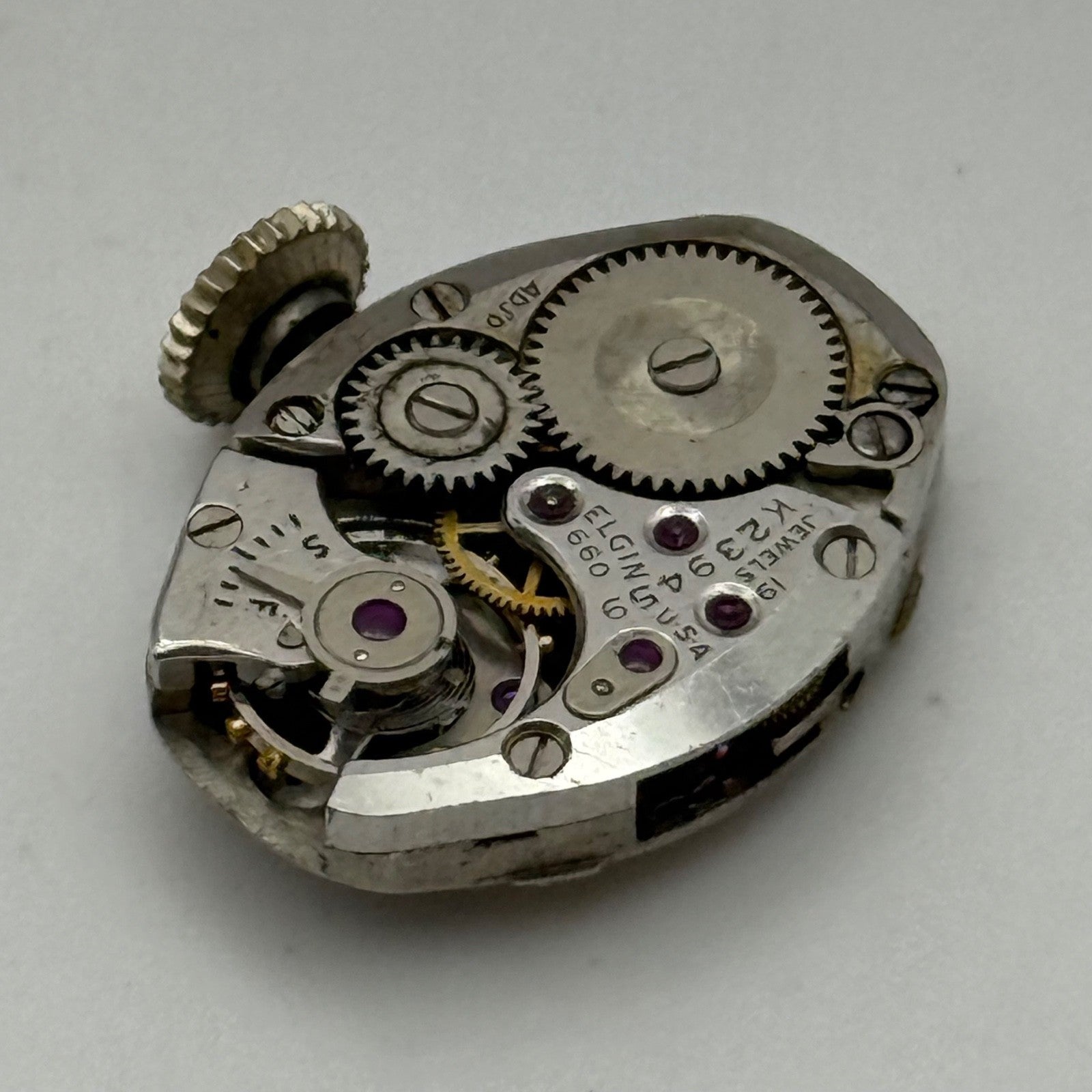 Elgin 660 Watch Movement 17 Jewels USA Vintage American Parts Repair 14.3mm