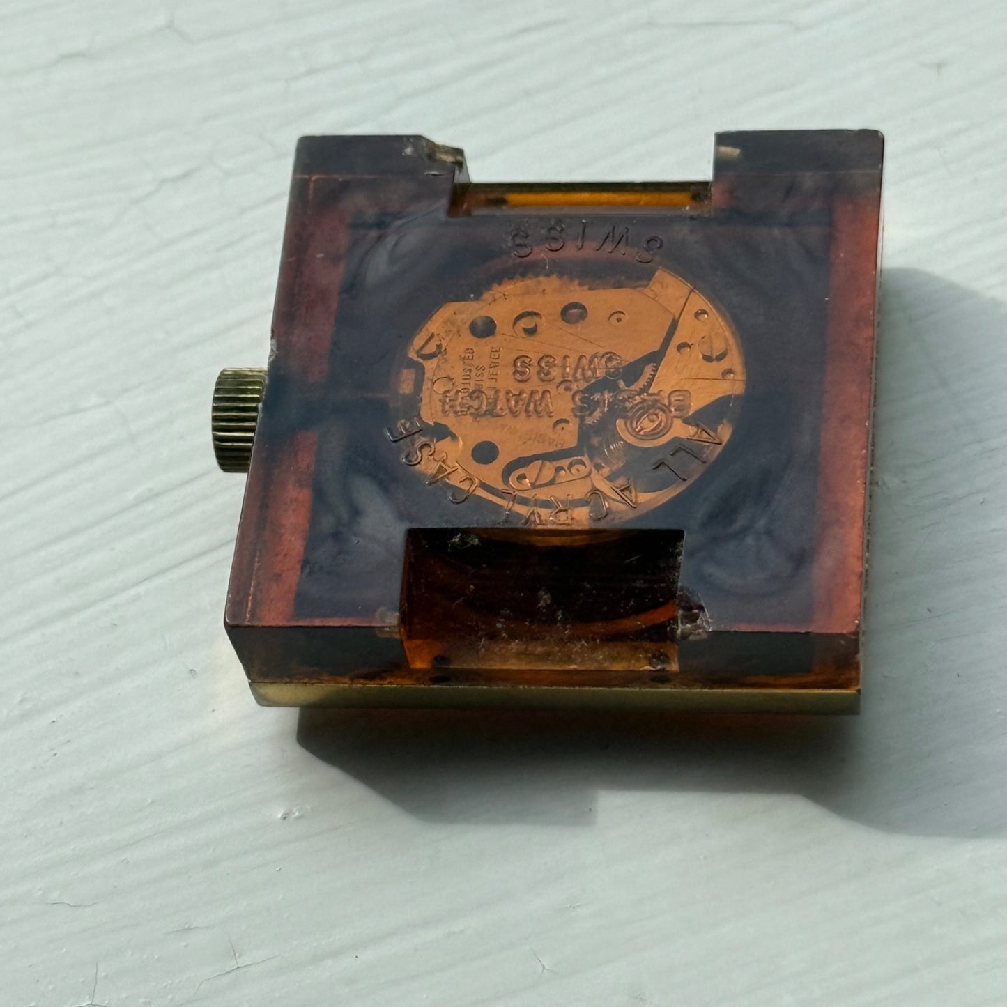 32mm Vintage Square Lucerne Acrylic Case EB 8461 Manual Wind Swiss Watch - PARTS