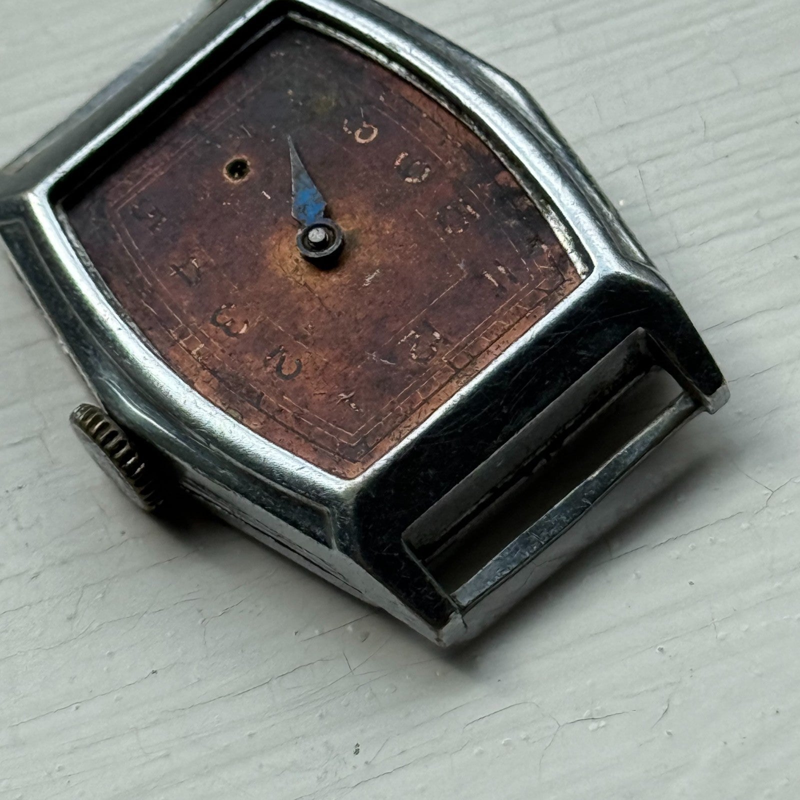 25mm Ladies Vintage Brown Patina Tonneau Dial Manual Wind Watch PARTS REPAIR