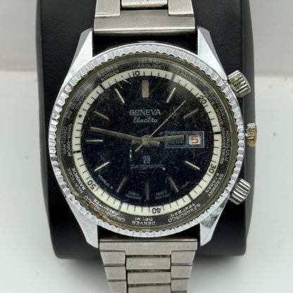 41mm Men’s Vintage Geneva Electra World Time Datomatic ES 55 Manual PARTS REPAIR