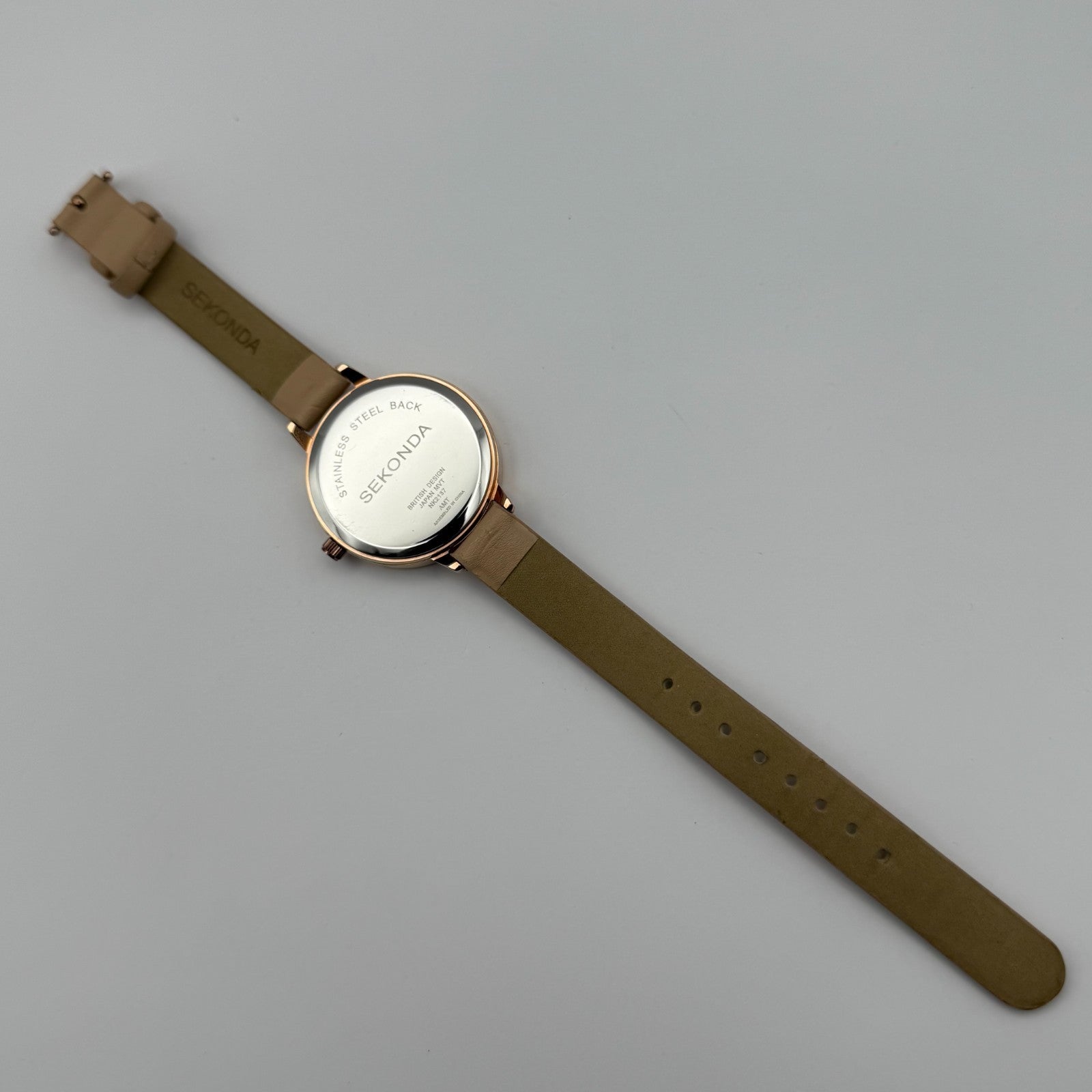 Sekonda Ladies Quartz Watch Silver Dial Rose Gold Tone Case Japan Working 34mm