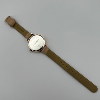 Sekonda Ladies Quartz Watch Silver Dial Rose Gold Tone Case Japan Working 34mm