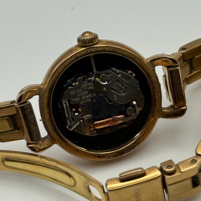 Seiko Wired Solar V117A Ladies Quartz Watch Gold Tone Bracelet 23mm UNTESTED