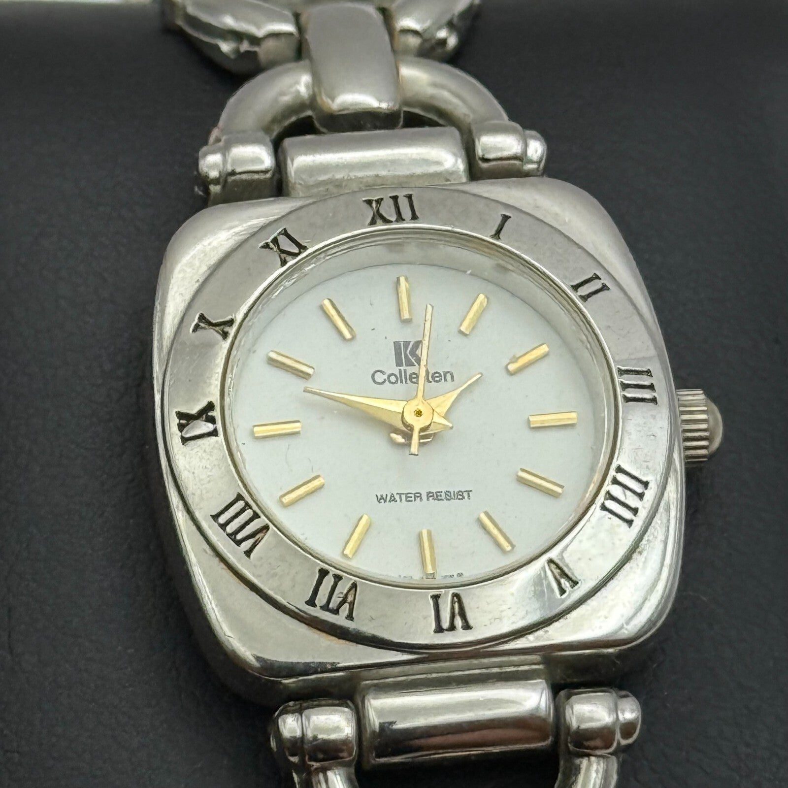 22mm Working Ladies Colleiten Silver Tone Panel Bracelet Quartz Watch 7.2 Inches