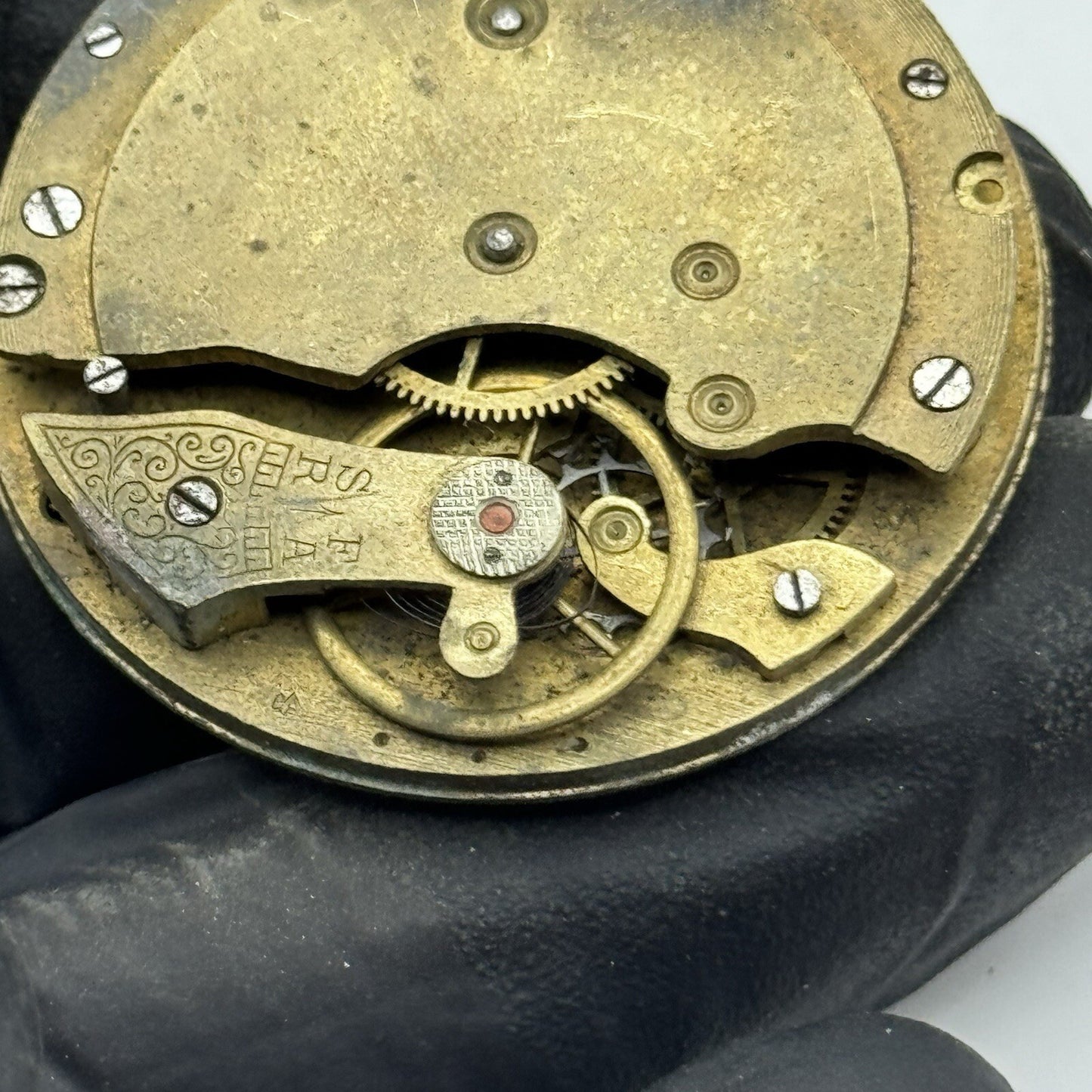 41.2mm Unidentified Swiss Antique Pocket Watch Movement FOR PARTS