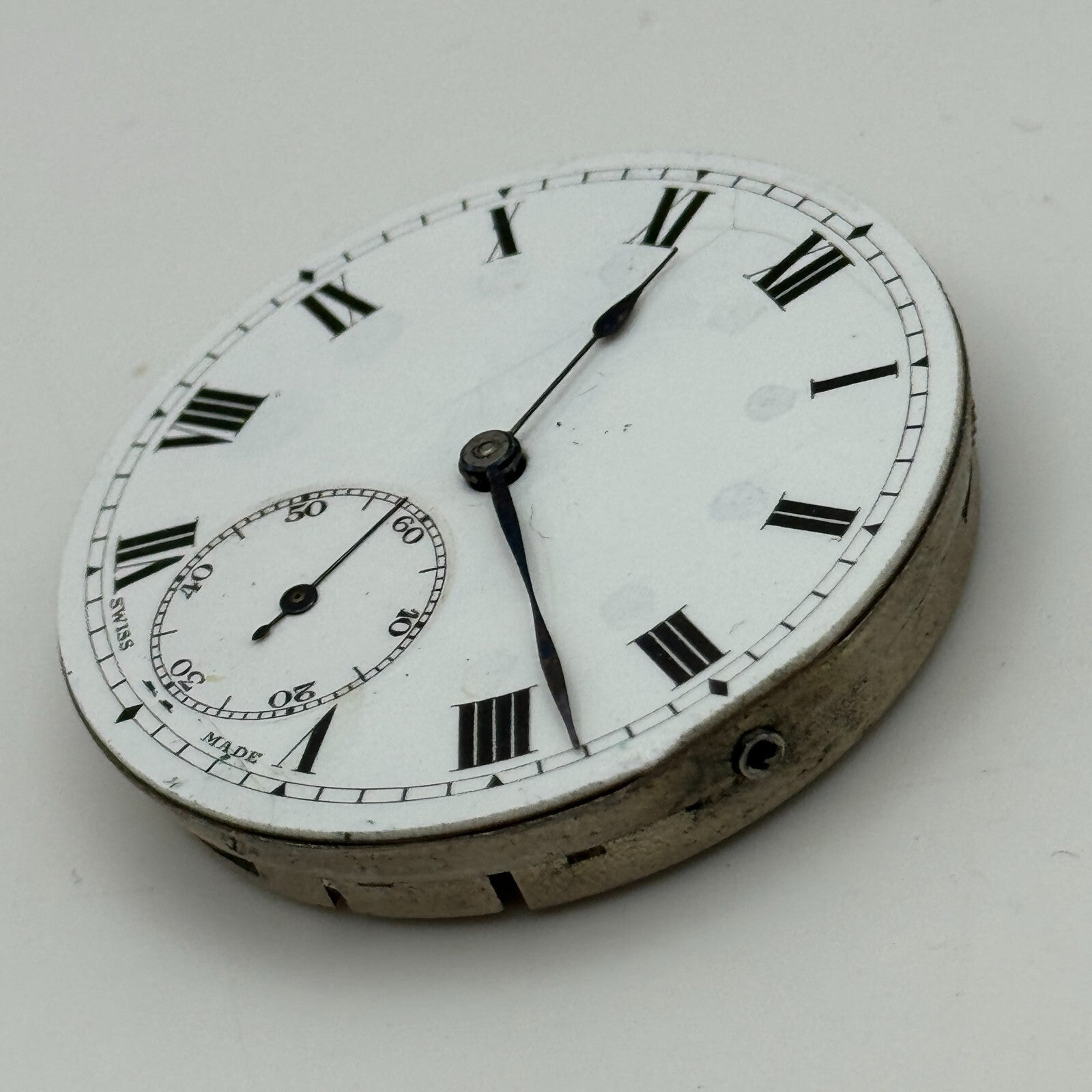 42.9mm Vintage 15 Jewels Swiss Hunter Pocket Watch Movement Dial And Hands PARTS