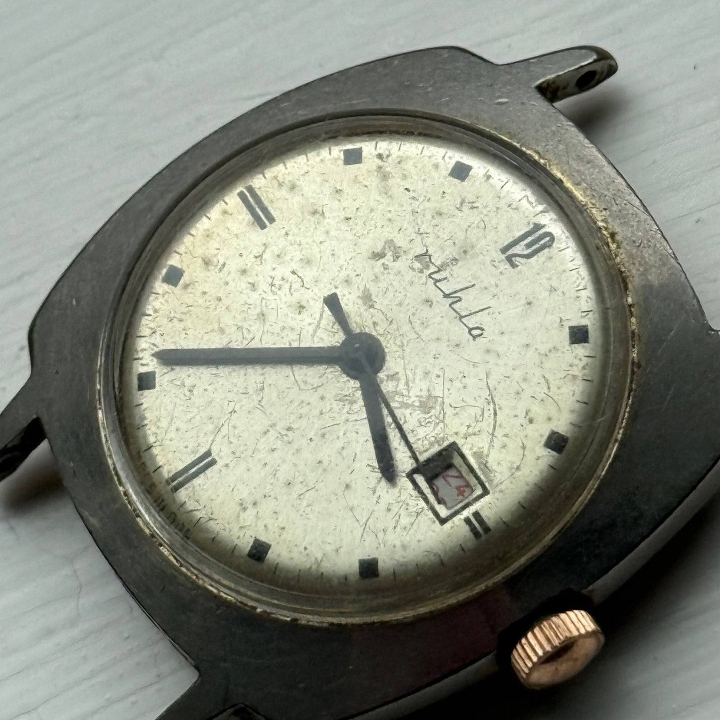 35mm Vintage Ruhla UMF 24-00 Made In GDR Manual Wind Date Watch PARTS / REPAIR