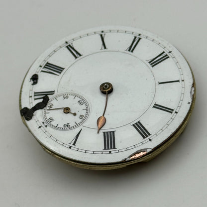 42.7mm Antique Key Wound Sub Seconds Pocket Watch Movement PARTS SPARES REPAIRS