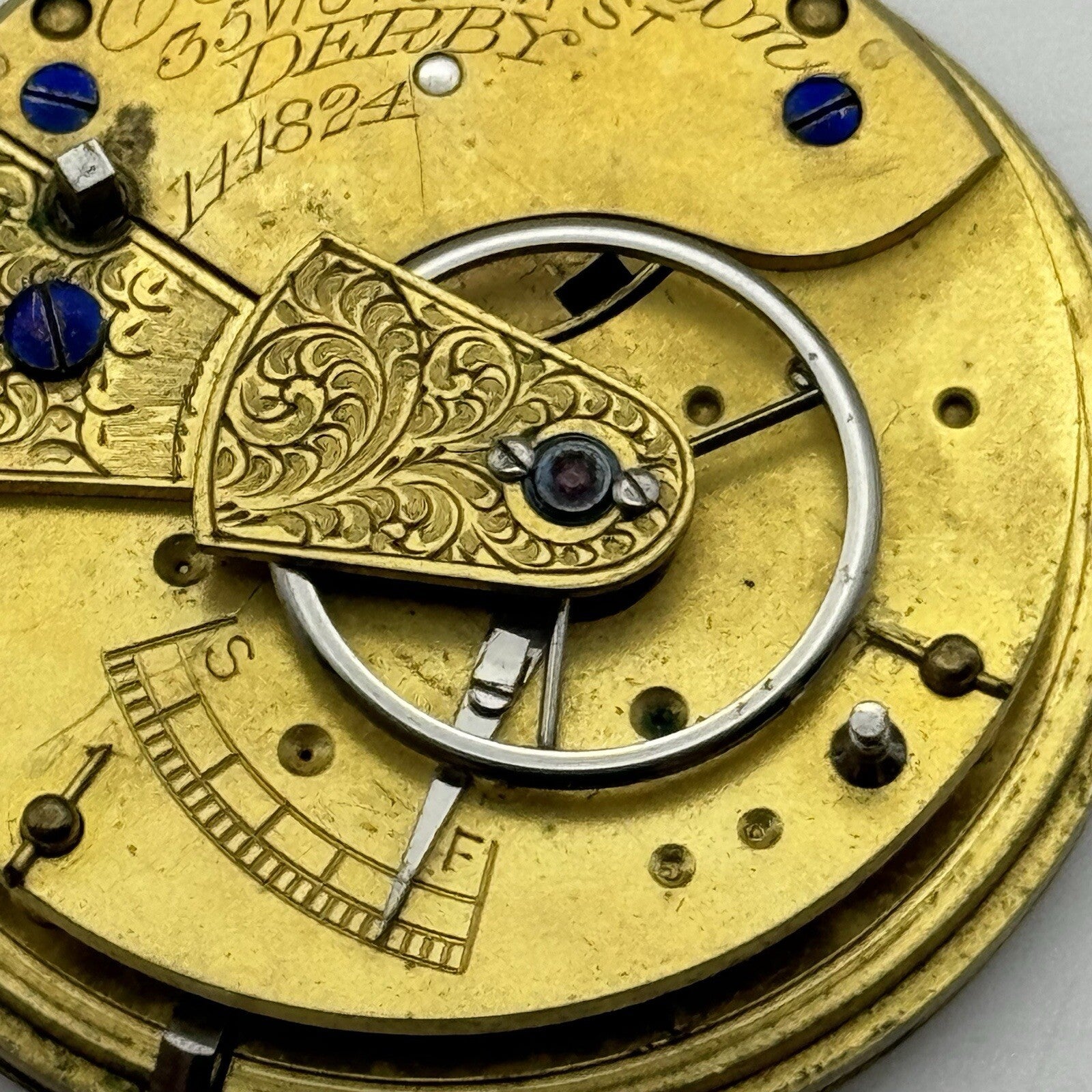 43mm Manual Wind E Johnson & Son Derby Pocket Watch Movement Dial FOR PARTS