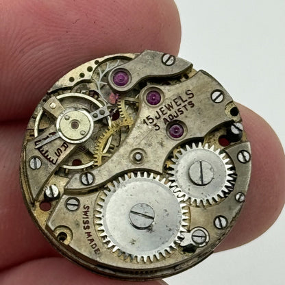 25.8mm AS 340 A Schild Watch Movement And Art Deco Tank Case 15 Jewels PARTS