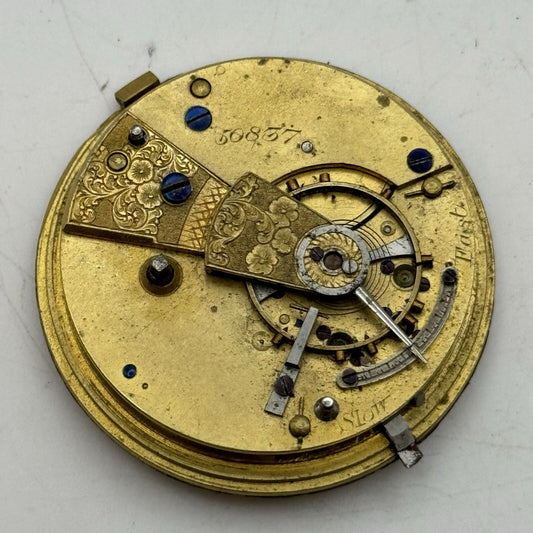 41.4mm Unidentified Fusee No Chain Pocket Watch Movement FOR PARTS