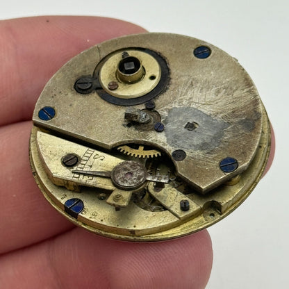 36.2mm Antique Key Wound Partial Pocket Watch Movement PARTS REPAIR SPARES