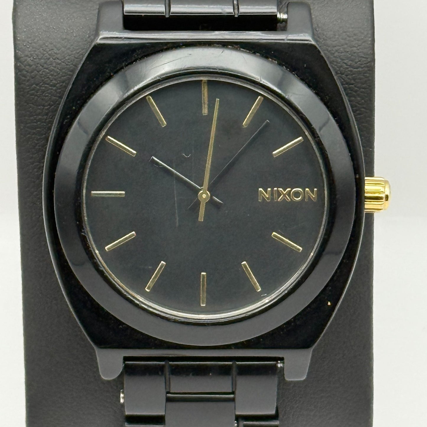 Nixon The Time Teller Acetate Men's Quartz Watch Black Japan Working 39mm