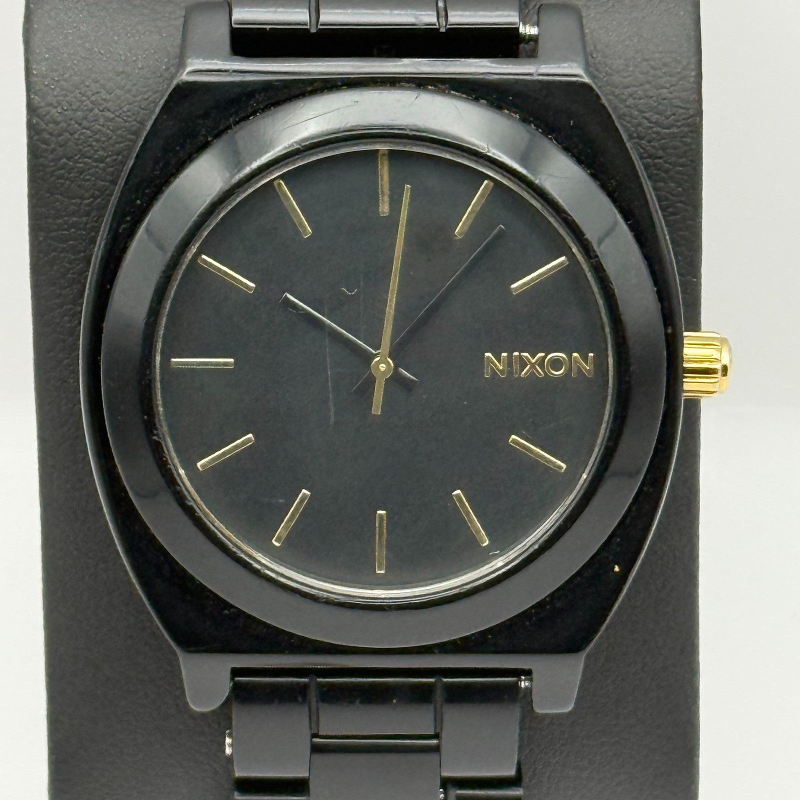Nixon The Time Teller Acetate Men's Quartz Watch Black Japan Working 39mm