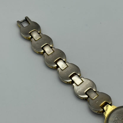 22mm Working Ladies Pelex Swiss 18k Gold Electroplated Quartz Watch 5.75 Inches