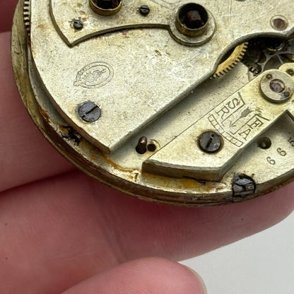 45mm Antique Unidentified Key Wound Partial Pocket Watch Movement PARTS REPAIR