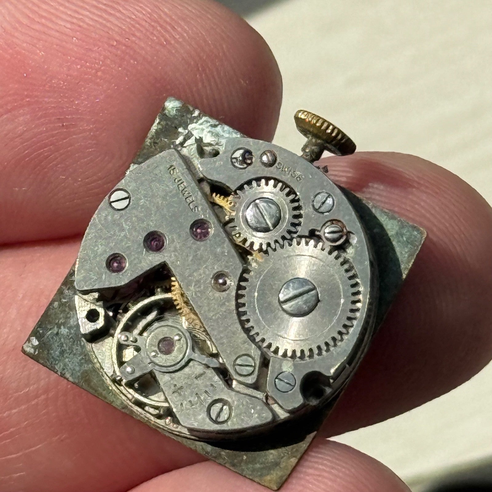 22mm Vintage 15 Jewels Antimagnetic Swiss Aluminium Manual Wind Watch For PARTS